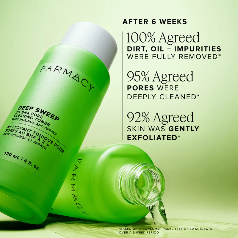 Farmacy Mini/Travel Size Deep Sweep 2% BHA Pore Cleaning Toner with Moringa + Papaya