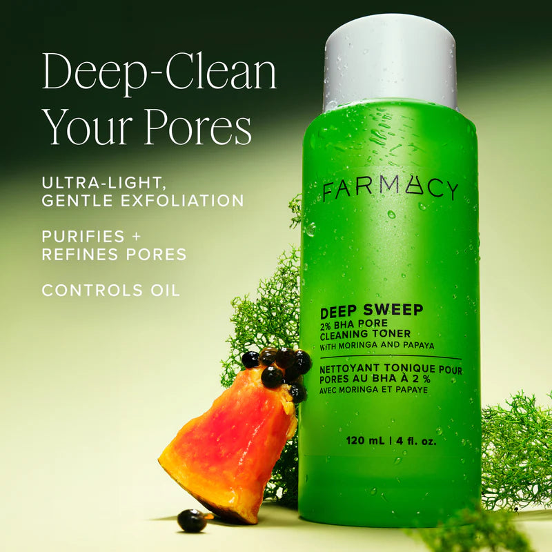 Farmacy Mini/Travel Size Deep Sweep 2% BHA Pore Cleaning Toner with Moringa + Papaya