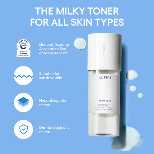 LANEIGE Mini/Travel Size Cream Skin Spray Toner & Moisturizer with Ceramides and Peptides