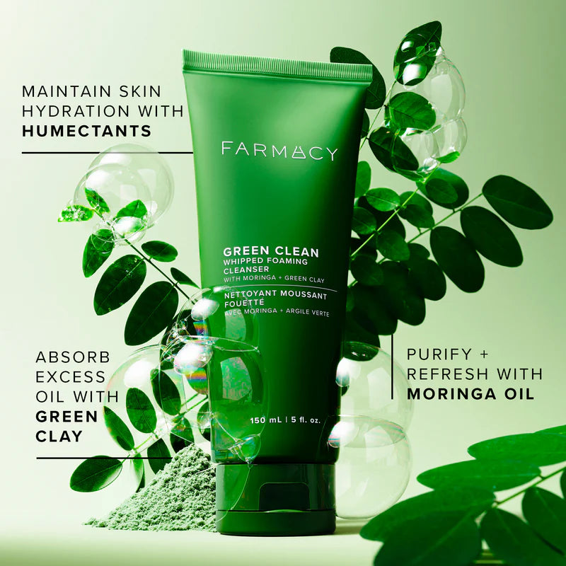 Farmacy Mini/Travel Size Whipped Greens Oil-Free Foaming Cleanser with Moringa and Papaya