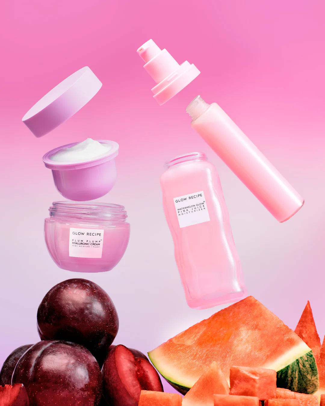 Crema humectante rellenable sin aceite Glow Recipe en tamaño mini o de viaje con jugo de sandía rosa