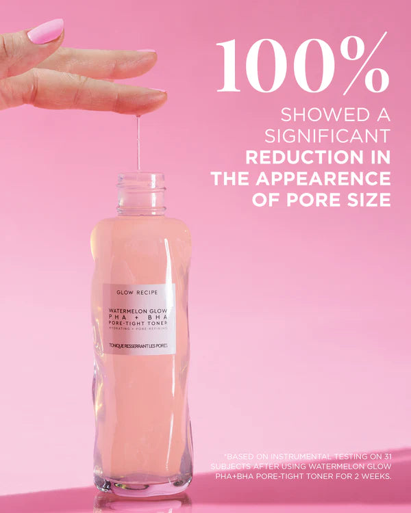 Tónico Glow PHA + BHA Pore-Tight de Watermelon en tamaño mini/de viaje de Glow Recipe