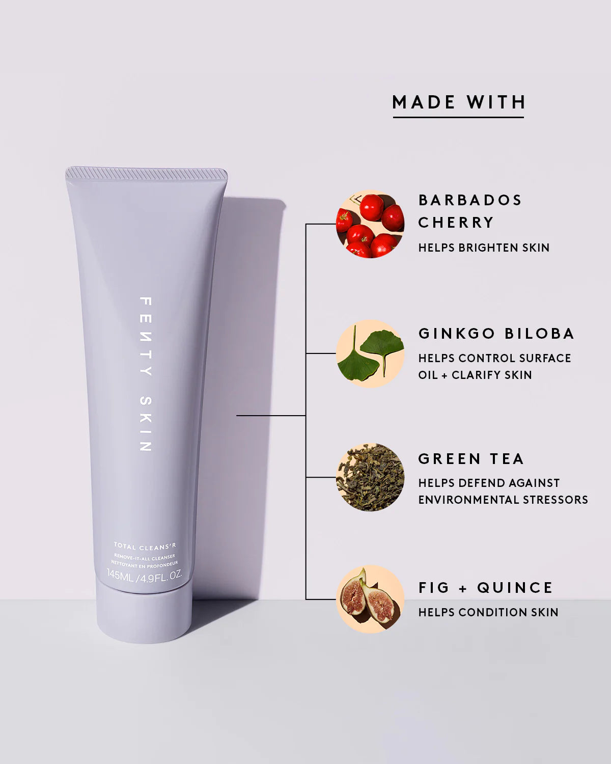 Limpiador Total Cleans'r Remove-It-All de Fenty Skin en tamaño mini/de viaje con cereza de Barbados