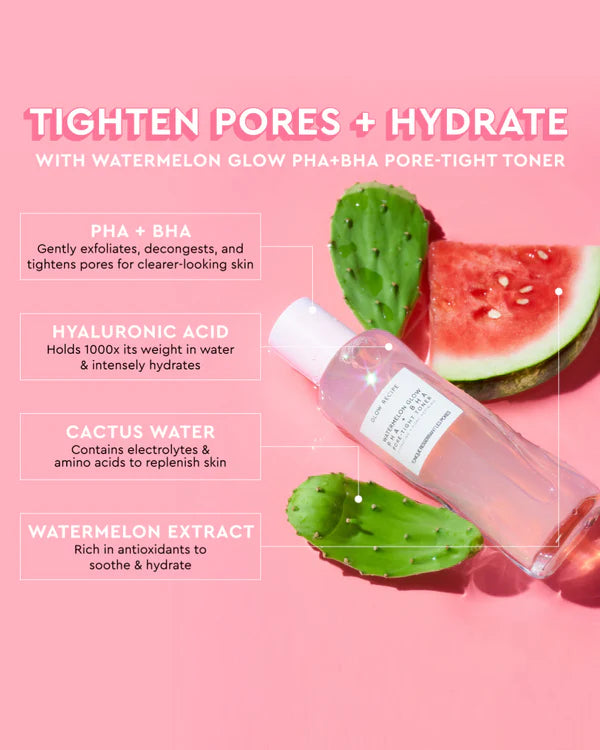 Tónico Glow PHA + BHA Pore-Tight de Watermelon en tamaño mini/de viaje de Glow Recipe