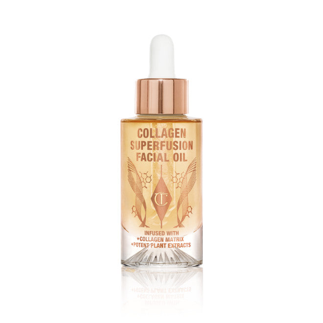 Aceite facial reafirmante y voluminizador Collagen Superfusion de Charlotte Tilbury en tamaño mini o de viaje