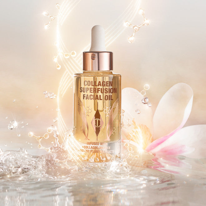 Aceite facial reafirmante y voluminizador Collagen Superfusion de Charlotte Tilbury en tamaño mini o de viaje