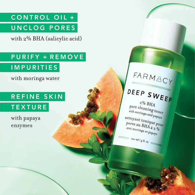 Farmacy Mini/Travel Size Deep Sweep 2% BHA Pore Cleaning Toner with Moringa + Papaya