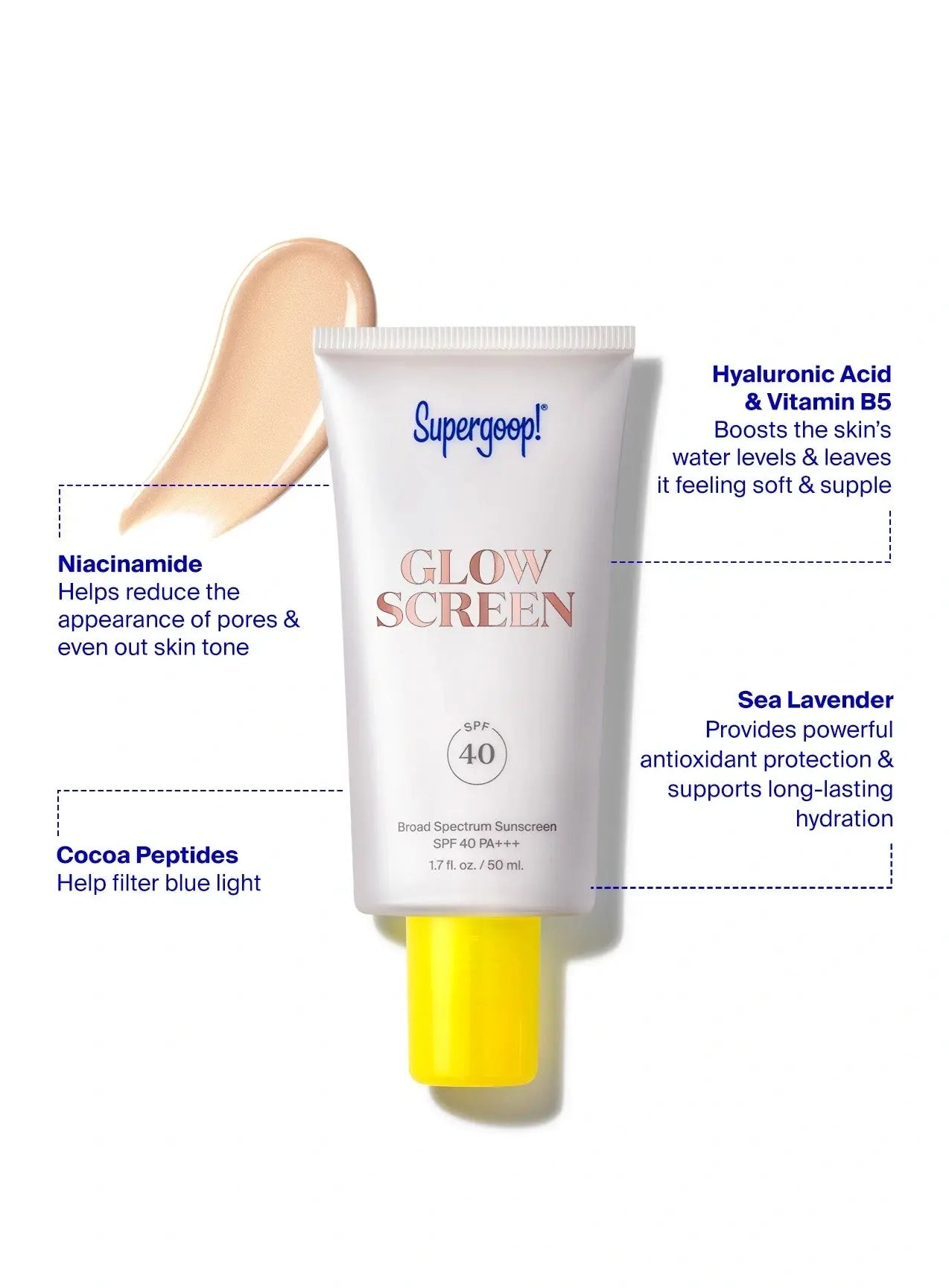 Supergoop! Mini/Travel Size Glowscreen Sunscreen SPF 40 with Hyaluronic Acid + Niacinamide