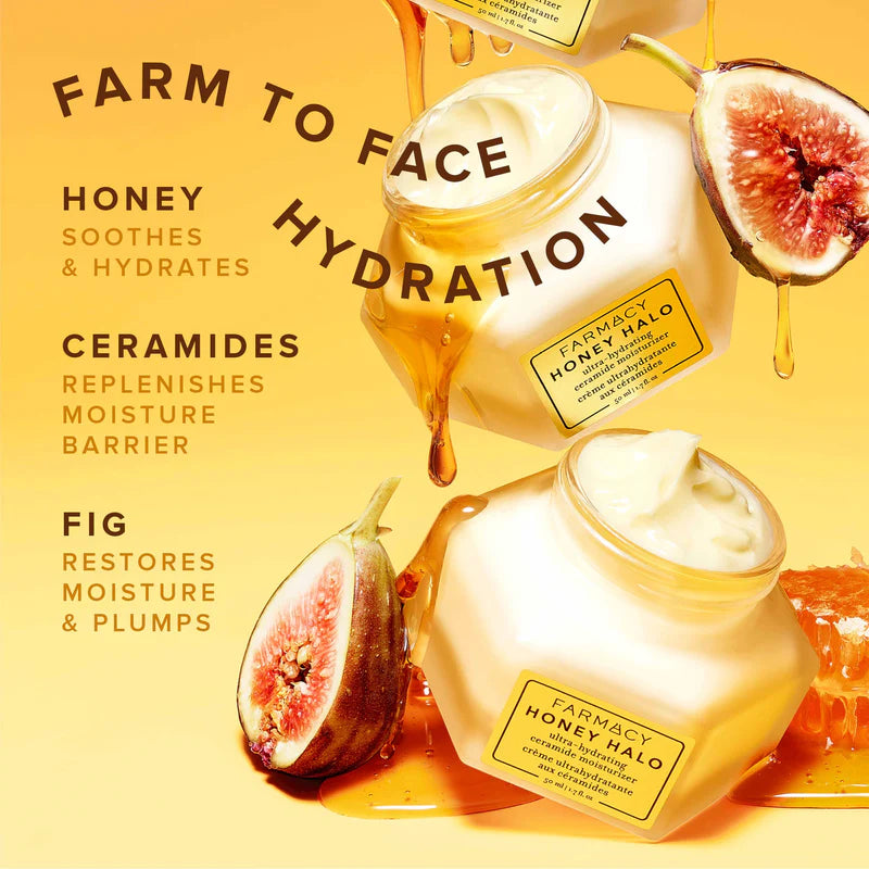 Crema hidratante ultrahidratante con ceramidas Honey Halo en tamaño mini o de viaje de Farmacy