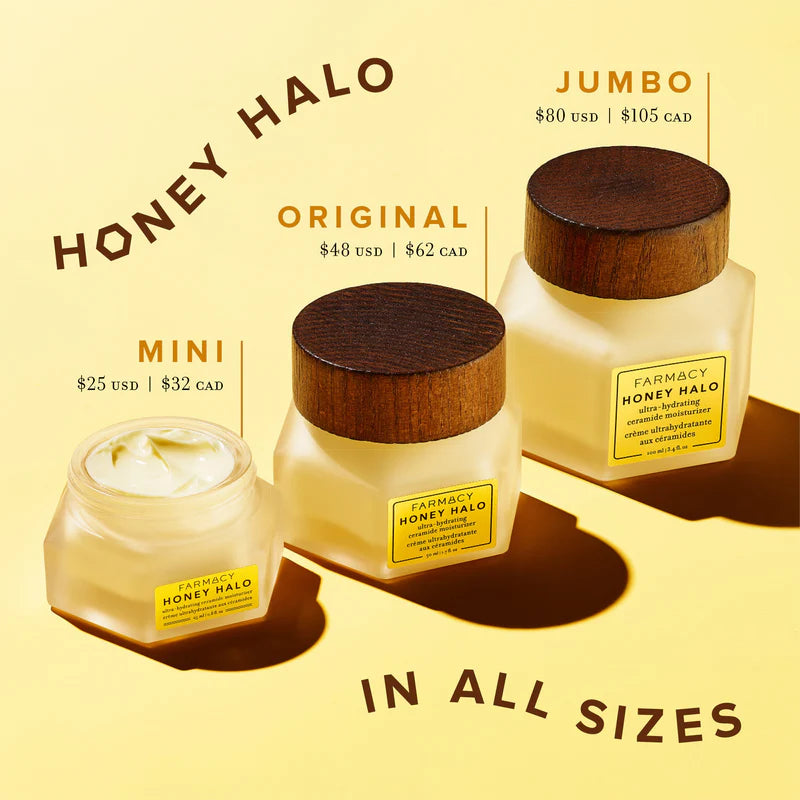 Crema hidratante ultrahidratante con ceramidas Honey Halo en tamaño mini o de viaje de Farmacy