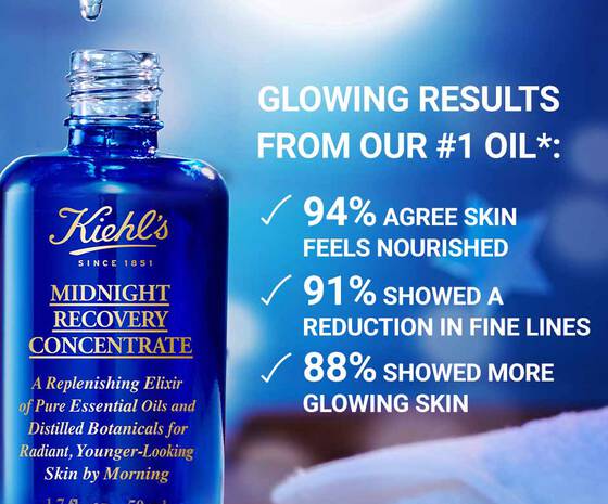 Suero facial hidratante Midnight Recovery Concentrate en tamaño mini/de viaje de Kiehl's Since 1851