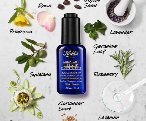 Suero facial hidratante Midnight Recovery Concentrate en tamaño mini/de viaje de Kiehl's Since 1851