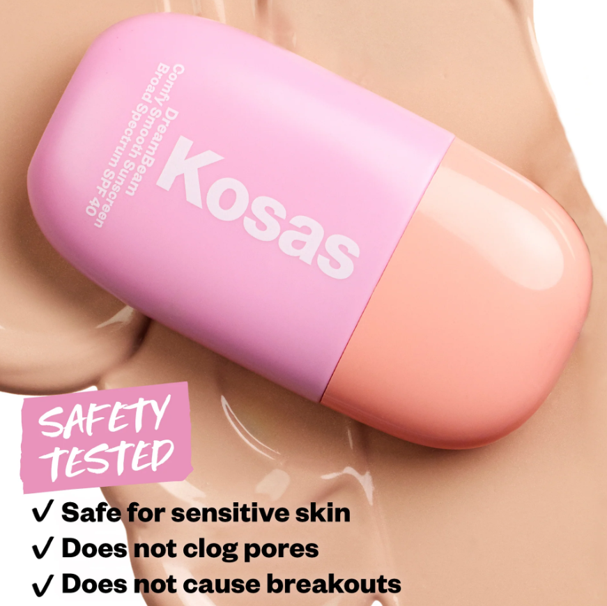 Protector solar mineral suave y cómodo DreamBeam Mini/tamaño de viaje de Kosas