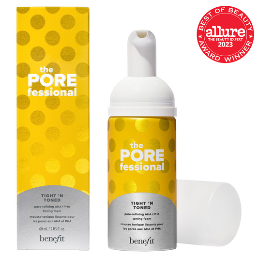 Tónico refinador de poros AHA+PHA Tight 'n Toned de Benefit Cosmetics en tamaño mini o de viaje