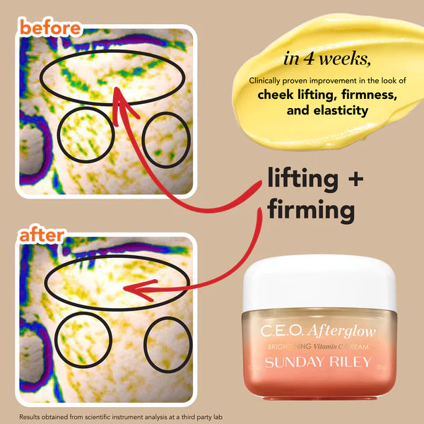 Crema en gel iluminadora con vitamina C CEO Afterglow en tamaño mini o de viaje de Sunday Riley