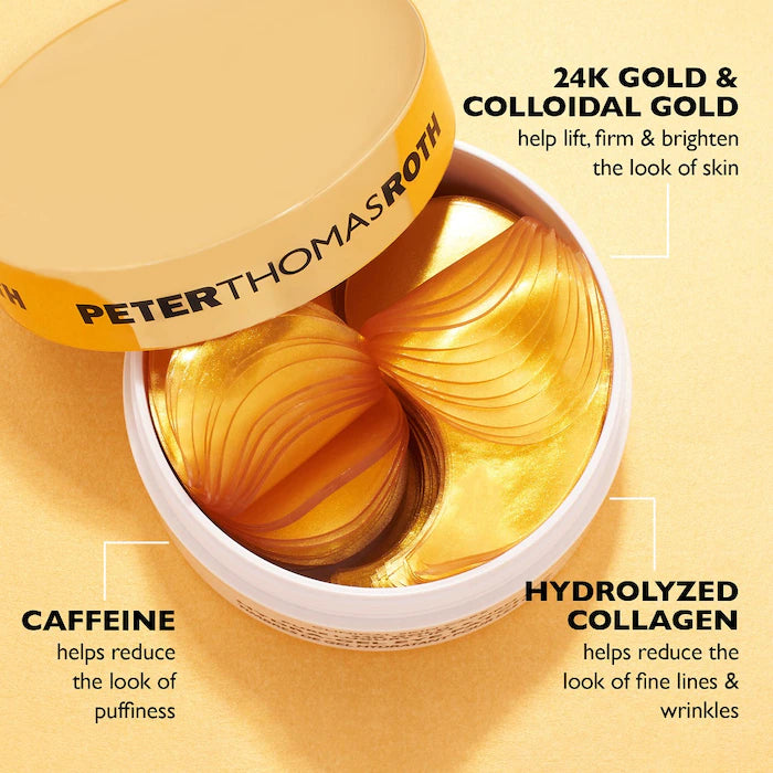 Parches reafirmantes y reafirmantes para ojos con oro puro de 24 quilates de Peter Thomas Roth