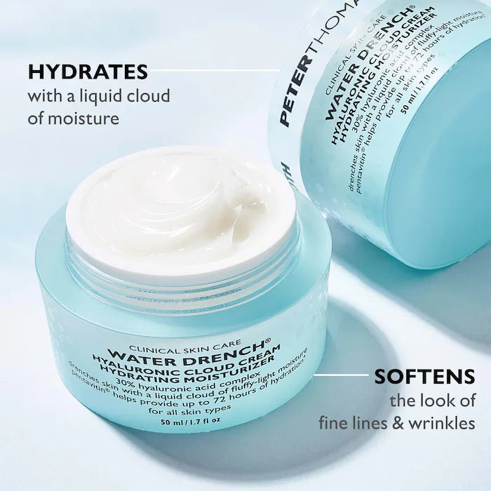 Crema hidratante en nube con ácido hialurónico Water Drench de Peter Thomas Roth, tamaño mini o de viaje