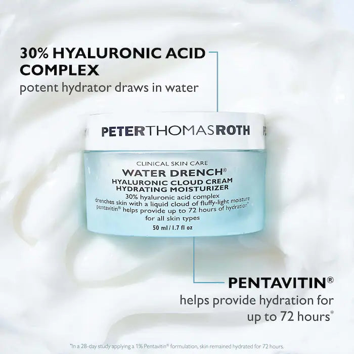 Crema hidratante en nube con ácido hialurónico Water Drench de Peter Thomas Roth, tamaño mini o de viaje