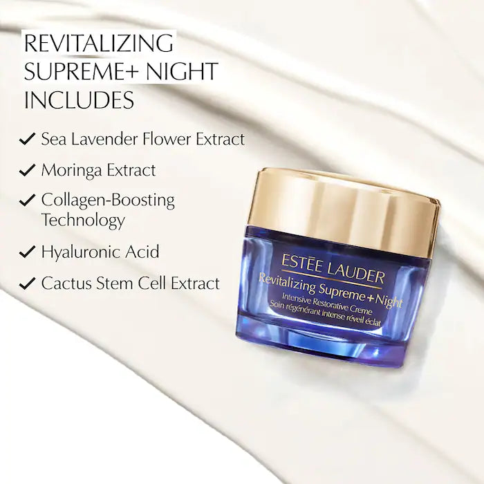 Crema reparadora intensiva de noche Revitalizing Supreme+ de Estée Lauder en tamaño mini o de viaje