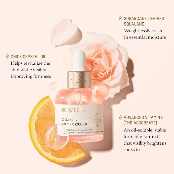 Biossance Mini/Travel Size Squalane + Vitamin C Rose Firming Oil