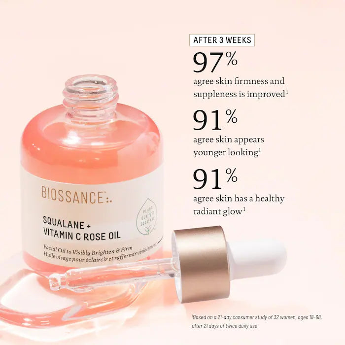 Biossance Mini/Travel Size Squalane + Vitamin C Rose Firming Oil