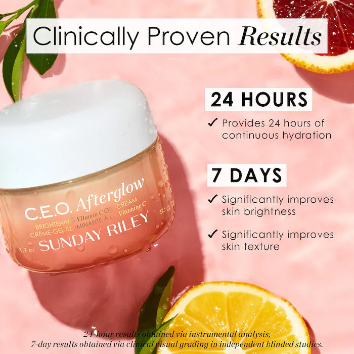 Crema en gel iluminadora con vitamina C CEO Afterglow en tamaño mini o de viaje de Sunday Riley