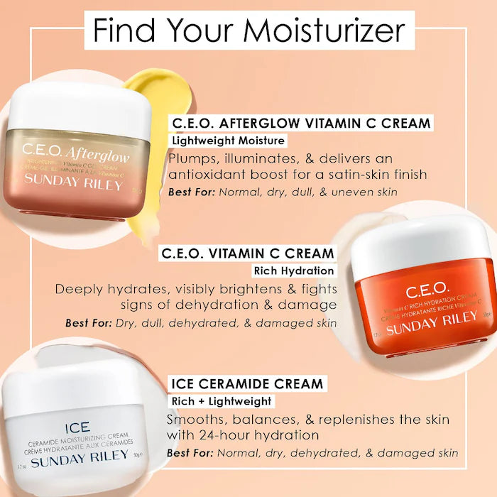 Crema en gel iluminadora con vitamina C CEO Afterglow en tamaño mini o de viaje de Sunday Riley