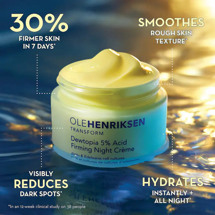 Crema de noche reafirmante Dewtopia 5 % AHA en tamaño mini/de viaje de OLEHENRIKSEN