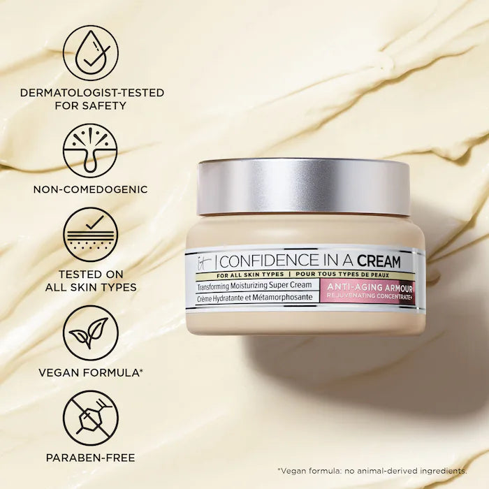 Crema hidratante Confidence in a Cream de IT Cosmetics en tamaño mini o de viaje