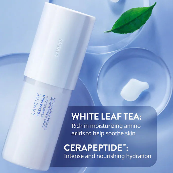 Crema tónica y humectante rellenable Laneige en tamaño mini/de viaje con ceramidas y péptidos