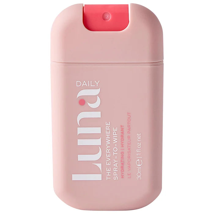 Luna Daily The Hydrating Everywhere Spray-To-Wipe Mini/Travel Size - With Prebiotics, Vitamins C & E, Omegas 3 & 6