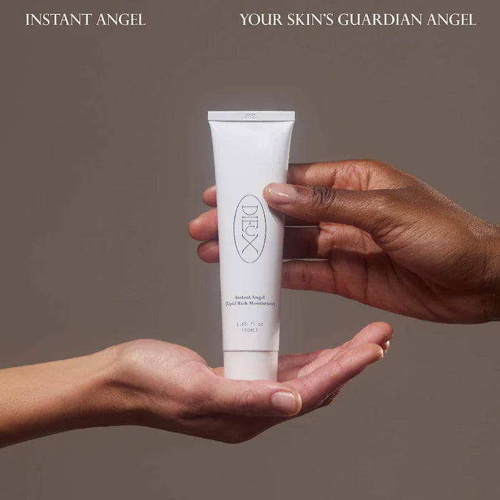 Crema reparadora de barrera rica en lípidos con ceramidas Instant Angel en tamaño mini/de viaje de Dieux