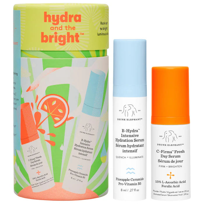 El dúo de sueros Hydra y Bright™ de Drunk Elephant