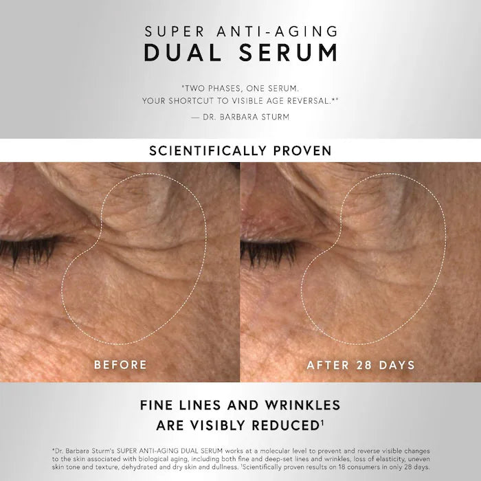 Dr. Barbara Sturm Super Anti-Aging Dual Serum with Triple Hyaluronic Acid, Glutathione, Skullcap + Ceramide-Peptide Complex