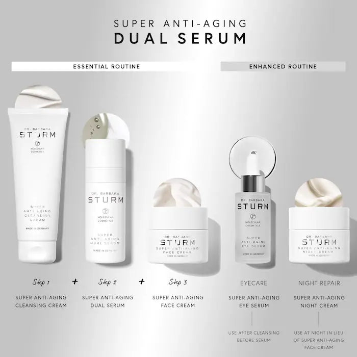 Dr. Barbara Sturm Super Anti-Aging Dual Serum with Triple Hyaluronic Acid, Glutathione, Skullcap + Ceramide-Peptide Complex