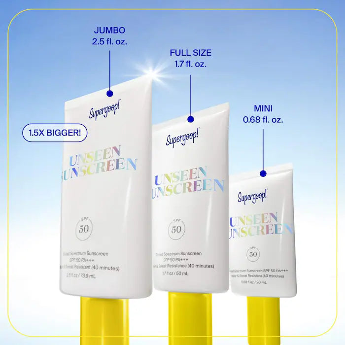 Supergoop! Mini/Travel Size Unseen Sunscreen SPF 50 Invisible Sun Protection for Face