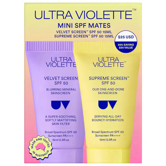 Ultra Violette Mini/Travel Size SPF Mates SPF 50 Hydrating and Mattifying Sunscreen Duo