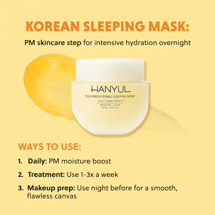 Hanyul Mini/Travel Size Yuja Brightening Sleeping Mask with Vitamin C and Niacinamide